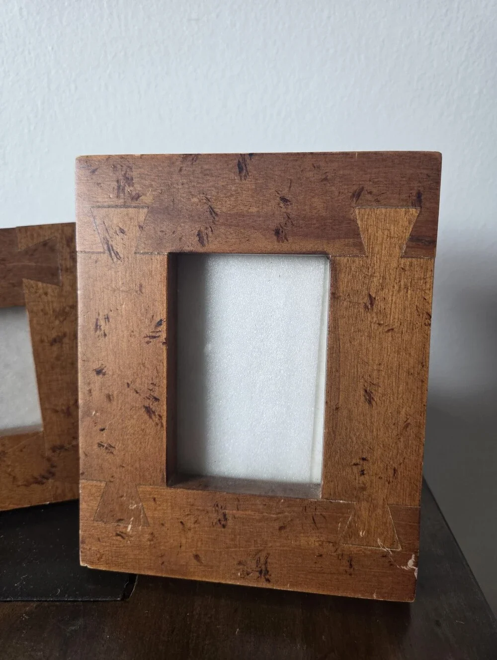 Vintage Wood Picture Frame Set with Exposed Dovetail Joinery Artisan Style